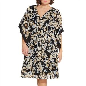 Adrianna Papell Printed Kimono Sleeve Dress Size 14W Women